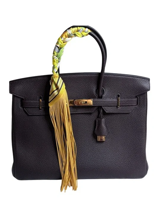 Fringe Handbag Wrap/ Scarf in Color: Golden - Picture 3 of 7